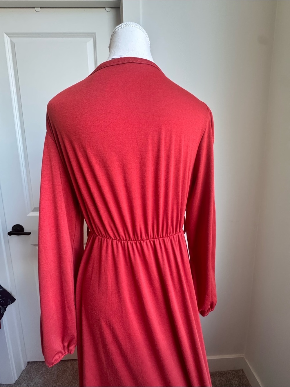 Orange V-Neck Long Sleeve Midi Dress | Maternity Dress - Picture 8 of 10